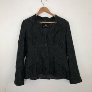 Rena Lange Gray Textured Wool Suit Jacket Blazer Size 8